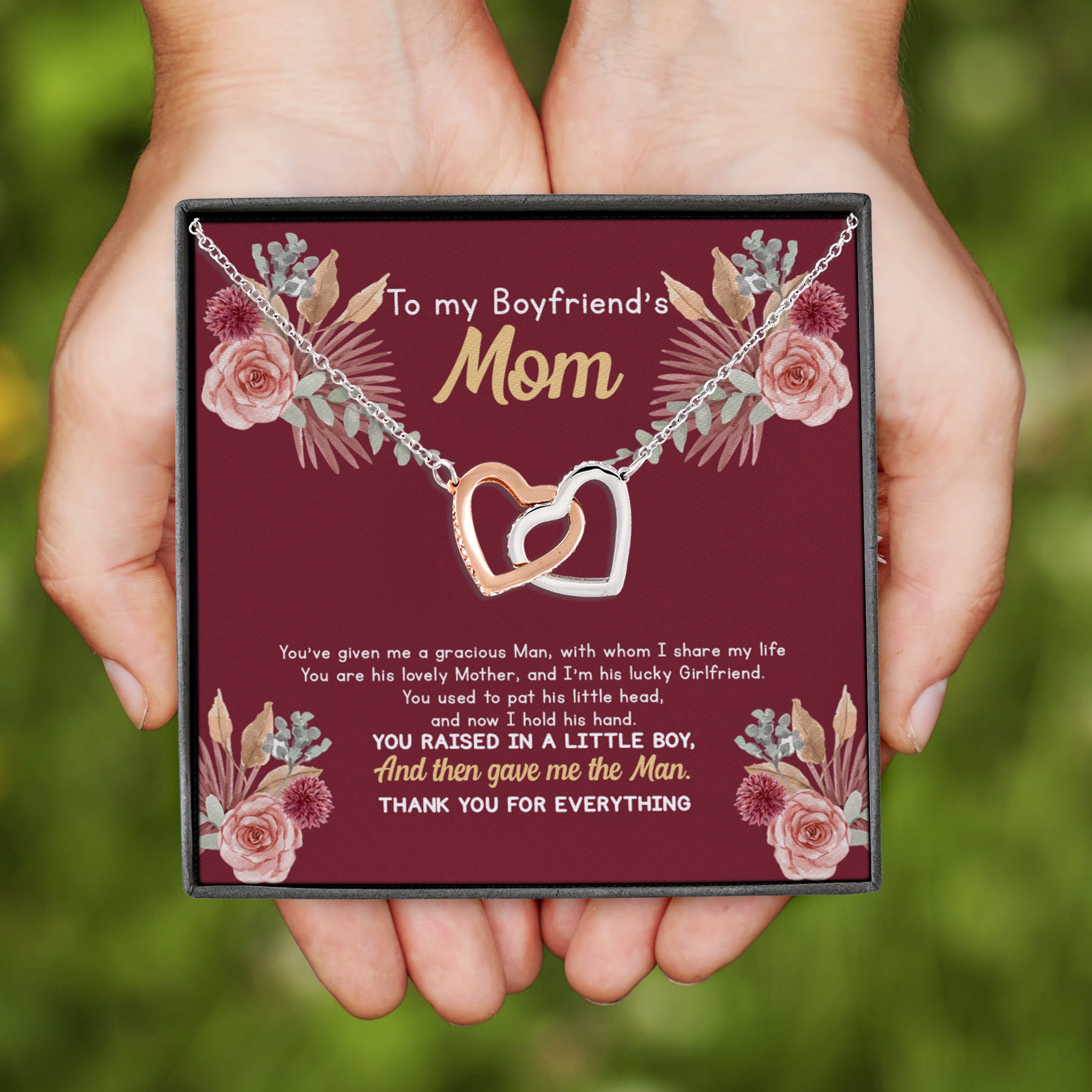 5VT. To My Boyfriend's Mom Interlocking Hearts Necklace