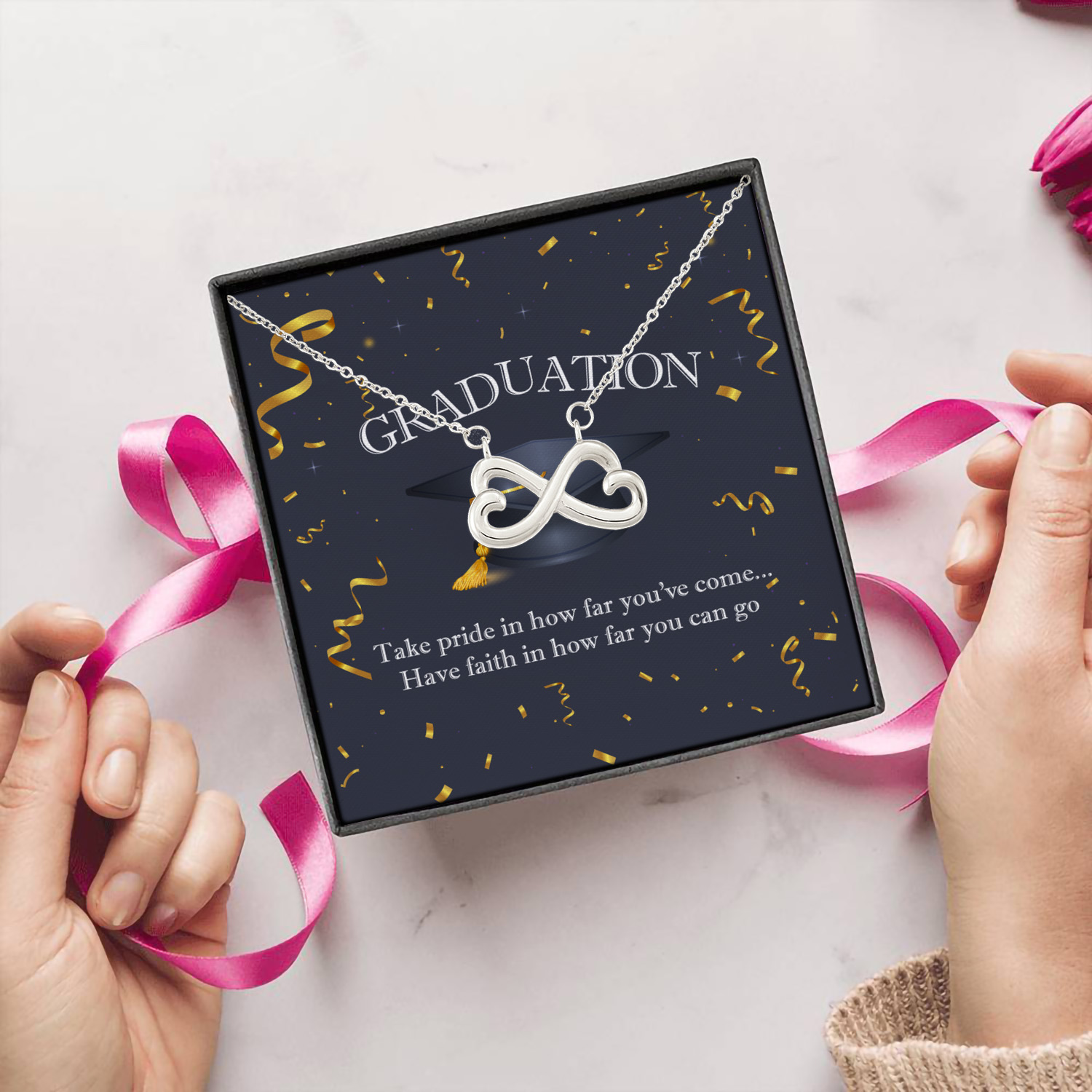 39 HG uu tien. Class of 2021 Take Pride-message (4) Infinity Heart Necklace (Silver) 5