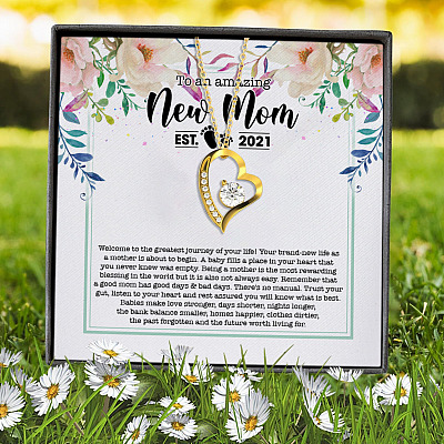To An Amazing New Mom Welcome To The Greatest Journey Of Your Life Mom To Be 2021 Forever Love Heart Necklace