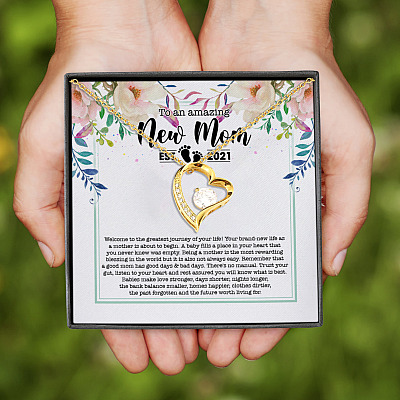 Alternative view of To An Amazing New Mom Welcome To The Greatest Journey Of Your Life Mom To Be 2021 Forever Love Heart Necklace