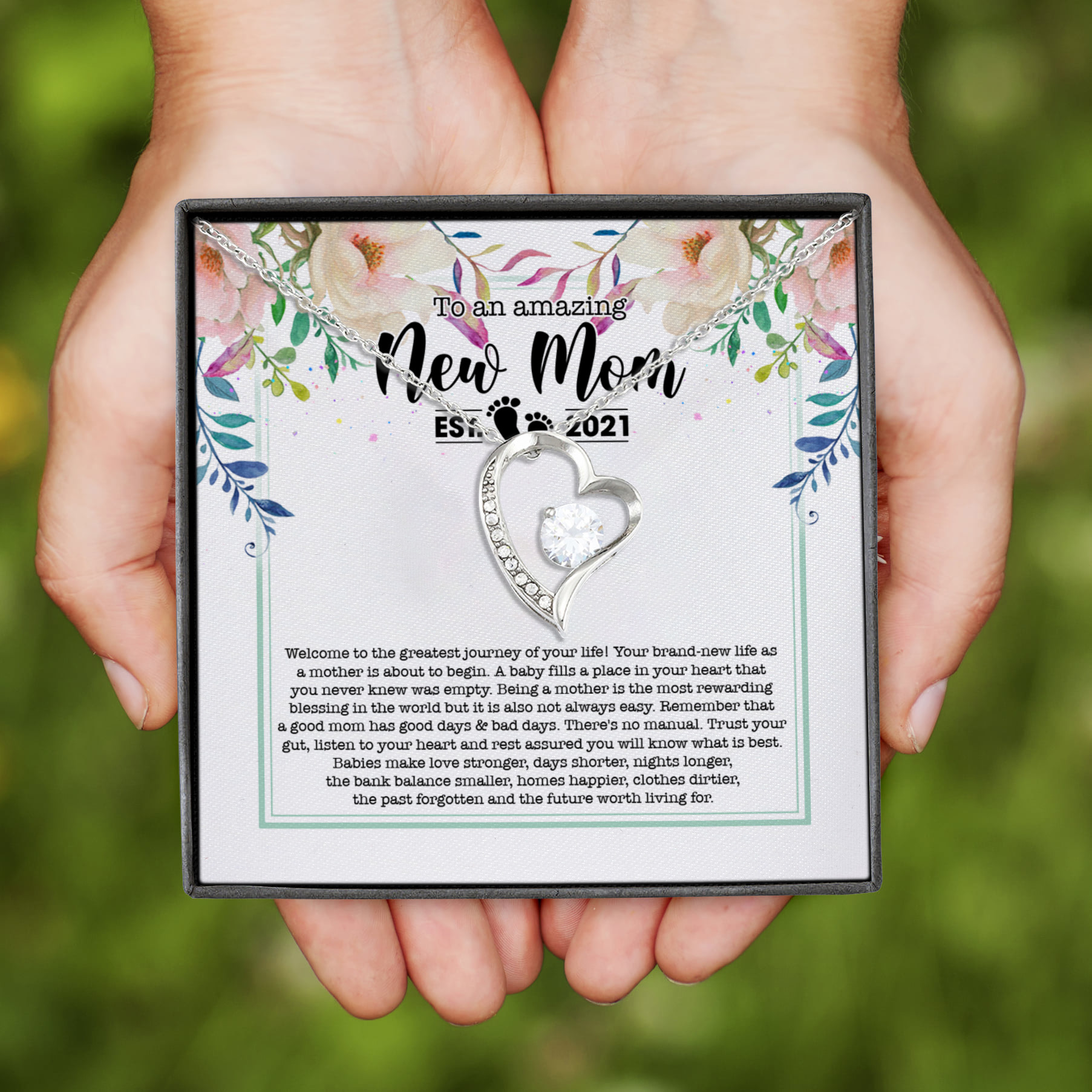 1VT. To An Amazing New Mom Forever Love Necklace (Silver)