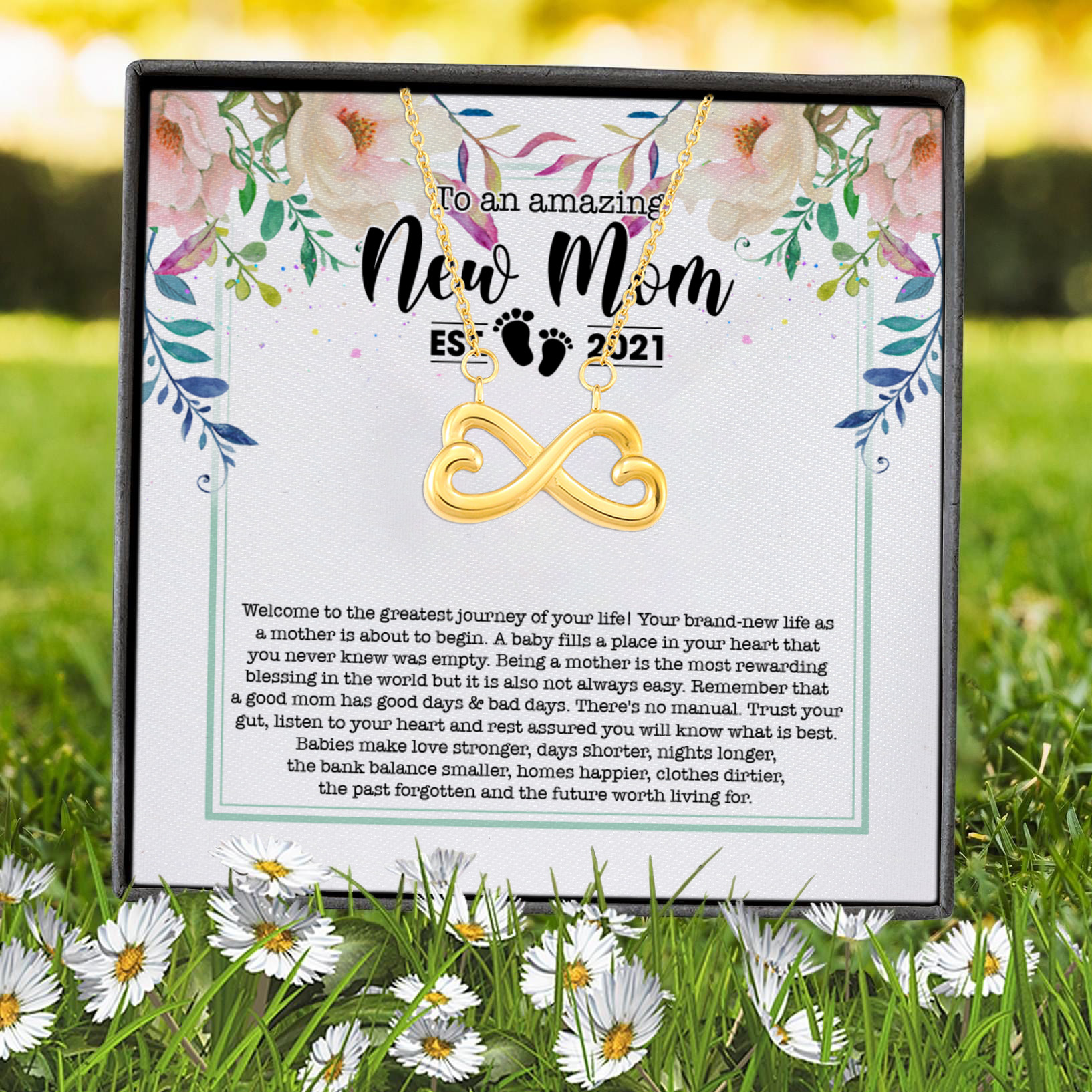 1VT. To An Amazing New Mom Infinity Heart Necklace (Gold) 7