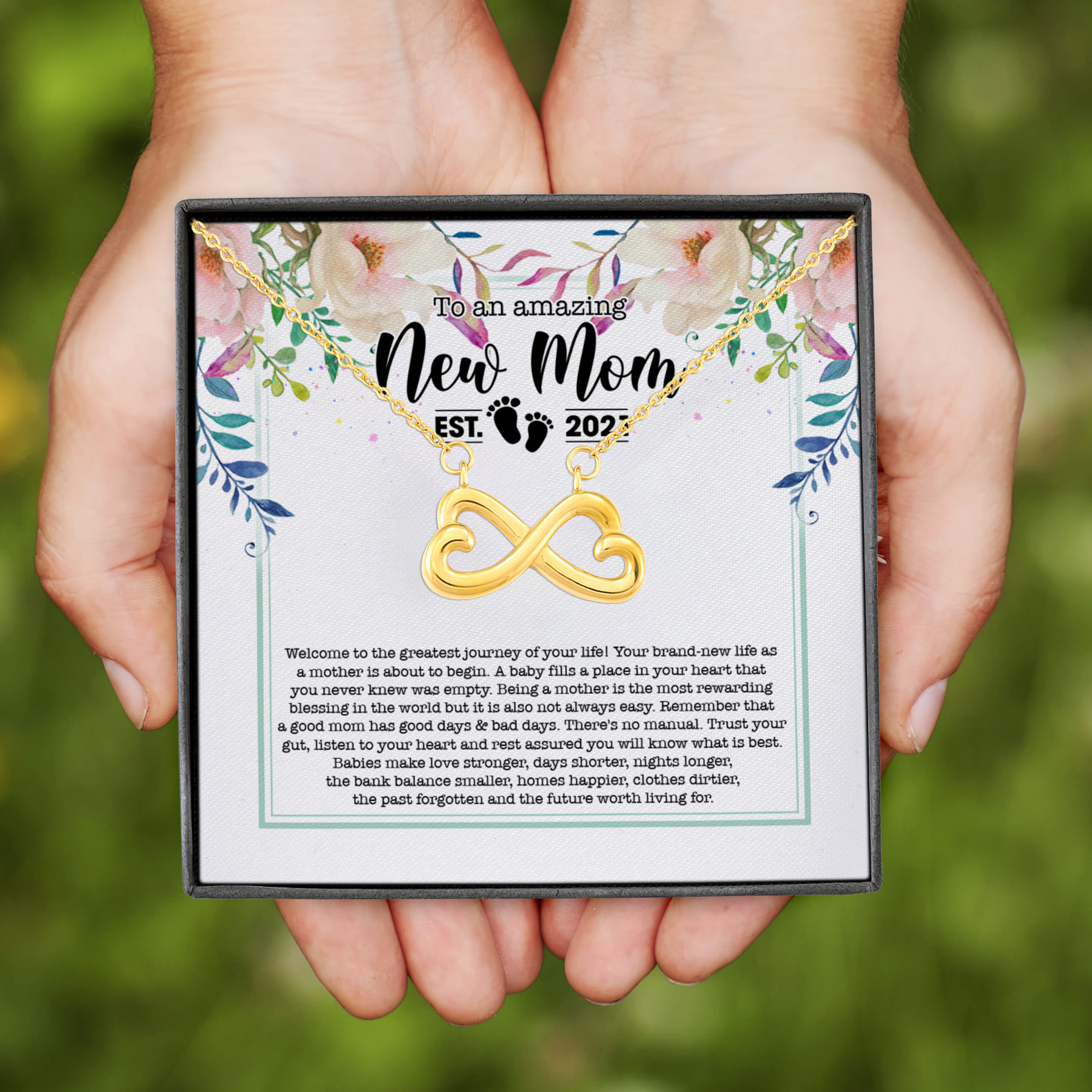 1VT. To An Amazing New Mom Infinity Heart Necklace (Gold)