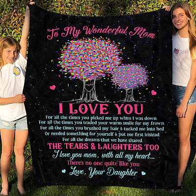 Alternative view of To My Wonderful Mom From Daughter I Love You Fleece Blanket - Mink Blanket - Woven Blanket