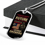 I Served My Country For My Children's Future I Would Fight Again I Am A Veteran Grandpa Dog Tag Pendant Necklace - Dog Tag (Silver)