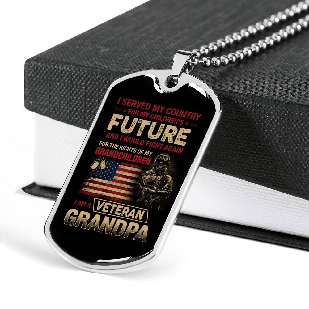 I Served My Country For My Children's Future I Would Fight Again I Am A Veteran Grandpa Dog Tag Pendant Necklace - Dog Tag (Silver) I Served My Country For My Children's Future I Would Fight Again I Am A Veteran Grandpa Dog Tag Pendant Necklace - Dog Tag (Silver)