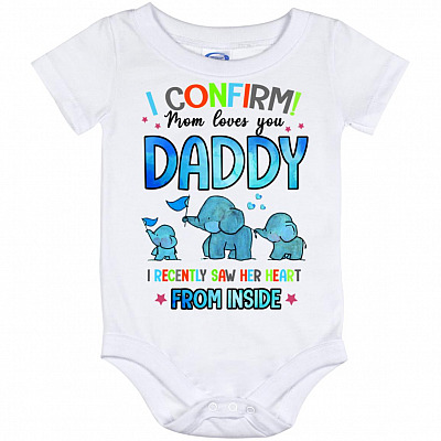 I Confirm Mom Loves Y, White, Baby Onesie - 12 Month