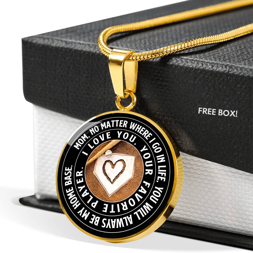 Mom No Matter Where I Go Where I Go In Life You Will Always Be My Home Base Baseball Mom Circle Pendant Necklace - Circle Luxury Necklace (Gold Plated) Mom No Matter Where I Go Where I Go In Life You Will Always Be My Home Base Baseball Mom Circle Pendant Necklace - Circle Luxury Necklace (Gold Plated)