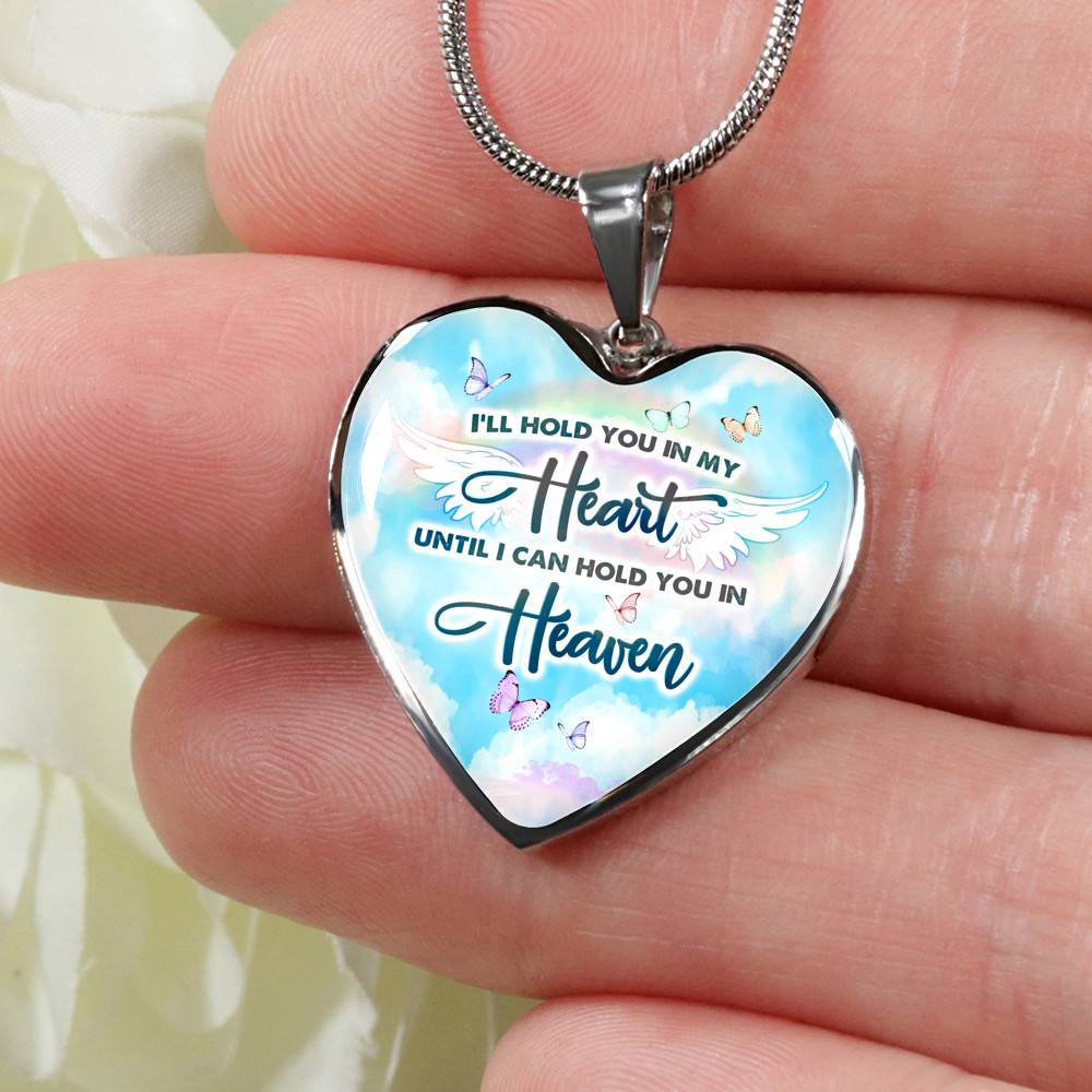 I'll Hold You In My Heart Until I Can Hold You In Heaven Heart Pendant Necklace - Heart Luxury Necklace (Silver) I'll Hold You In My Heart Until I Can Hold You In Heaven Heart Pendant Necklace - Heart Luxury Necklace (Silver)