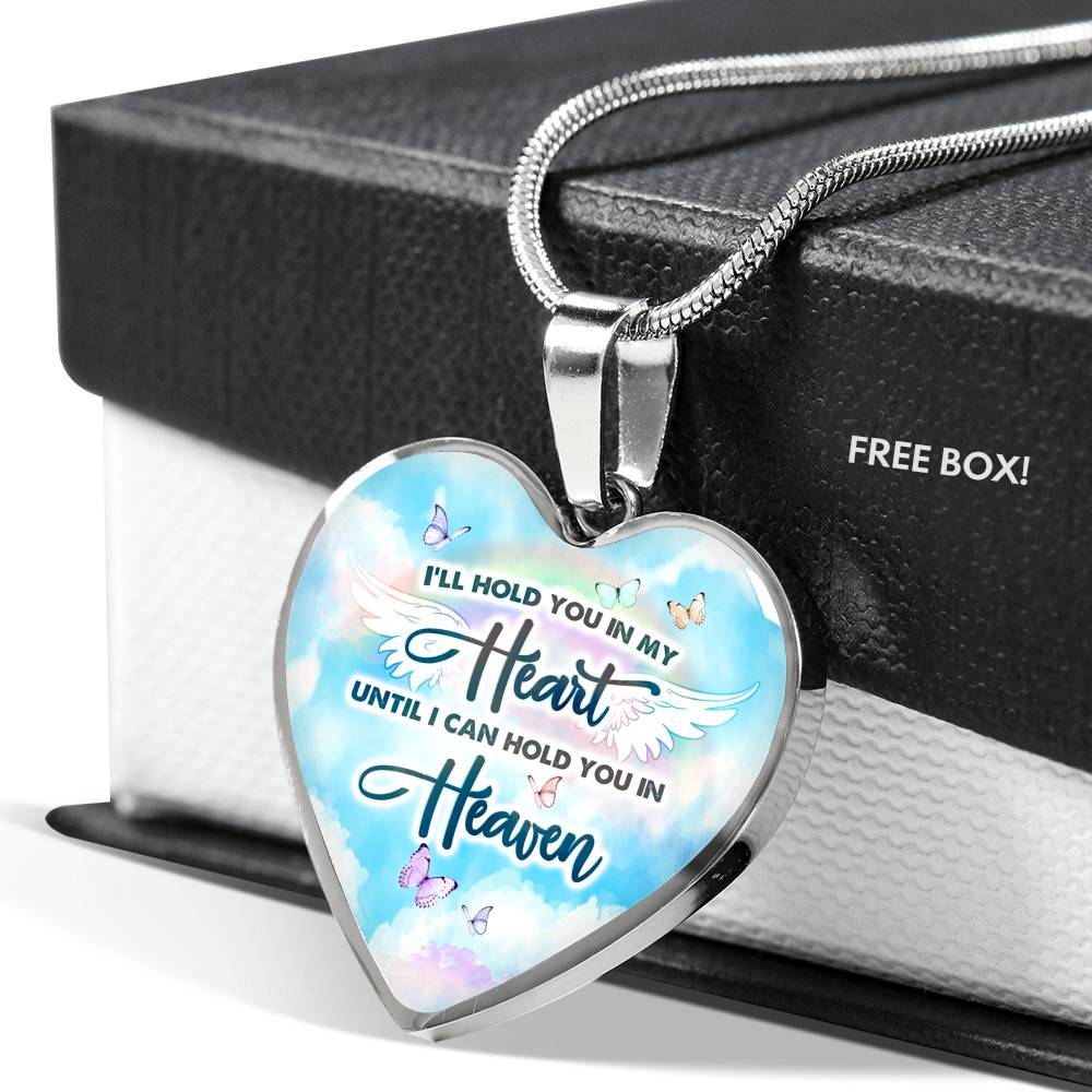 I'll Hold You In My Heart Until I Can Hold You In Heaven Heart Pendant Necklace - Heart Luxury Necklace (Silver) I'll Hold You In My Heart Until I Can Hold You In Heaven Heart Pendant Necklace - Heart Luxury Necklace (Silver)