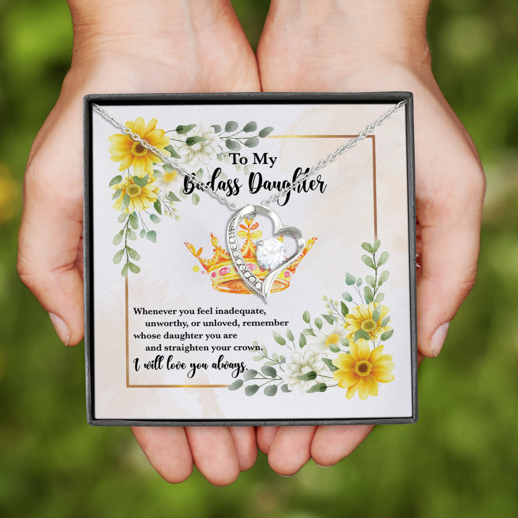 4. To My Badass Daughter (5) Forever Love Necklace (Silver)