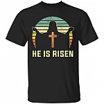 Retro He Is Risen Christian Jesus T-Shirt, Black, Unisex T-Shirt