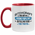 Bitchcraft The Art Of Pissing People O, White/Red, 11 oz. Accent Mug