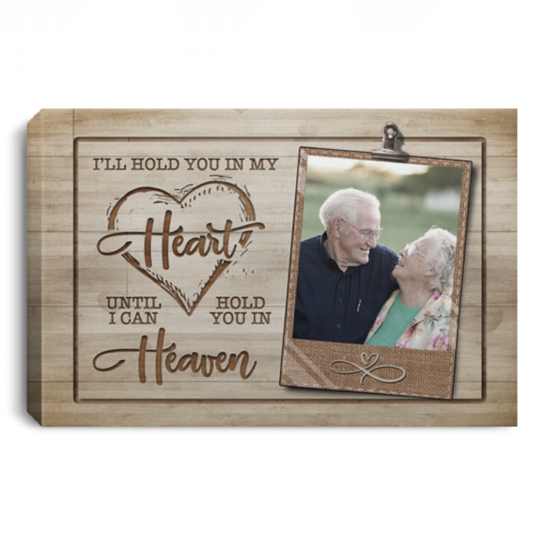 Personalized Photo I'll Hold You In My Heart Framed Canvas Prints-Unframed Poster-Decor Wall Art, White, 0.75'' Framed Canvas