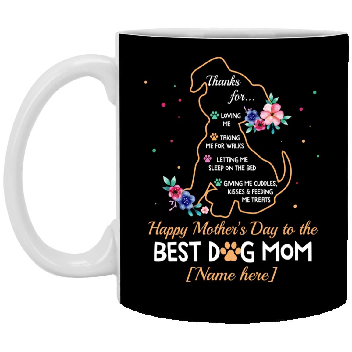 Personalized Dog Mom Mug, Black, 11 oz. White Mug Personalized Dog Mom Mug, Black, 11 oz. White Mug