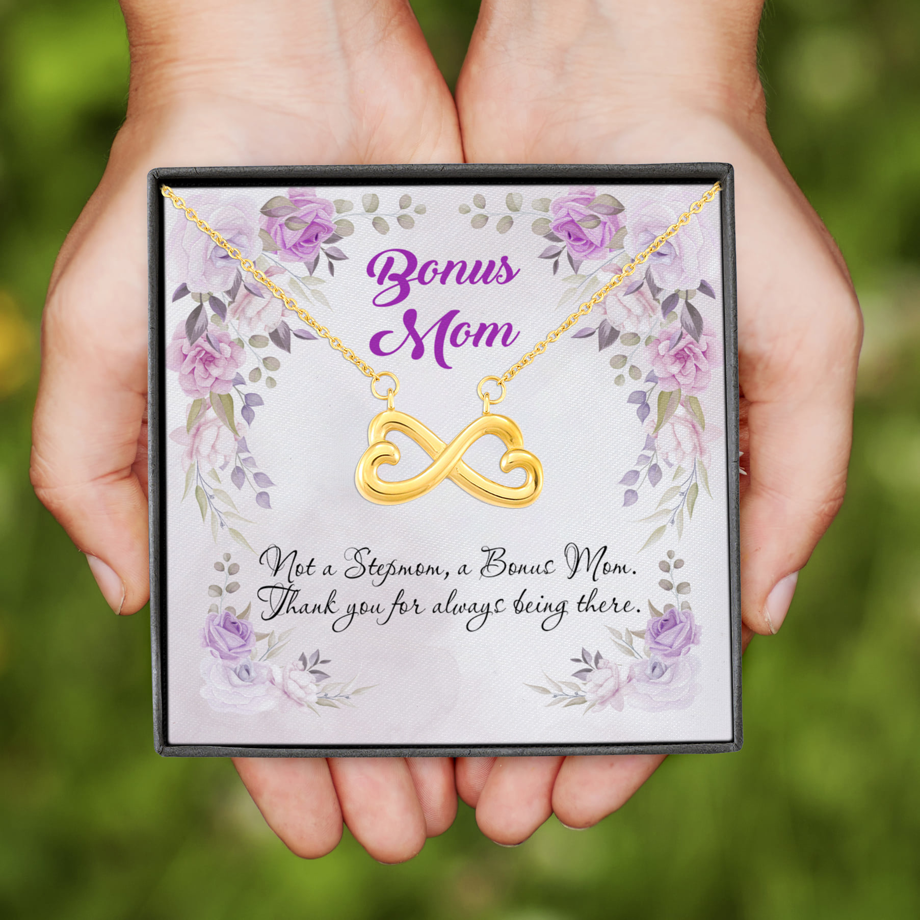 8NH. Not a Stepmom Infinity Heart Necklace (Gold)