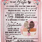 Bestie Blanket, White, Cozy Plush Fleece Blanket - 50x60