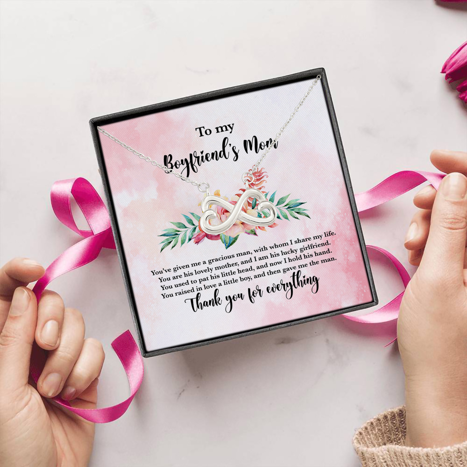 68 HG. Boyfriend's Mom Gracious Man (4) Infinity Heart Necklace (Silver) 5