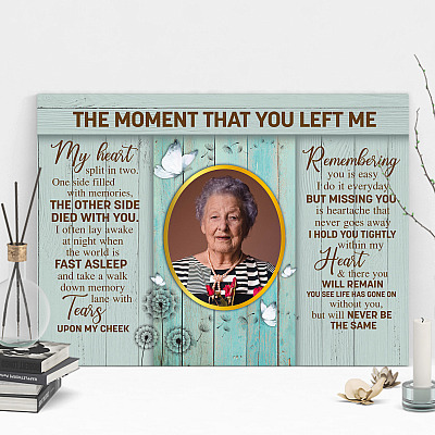 Custom Photo Butterfly the Moment That You Left Me My Heart Split in Two Framed Canvas-Unframed Poster