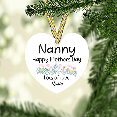 Personalized Nanny Happy Mothers Day Lots Of Love Heart Ornament - Mother's Day Gift For Grandma