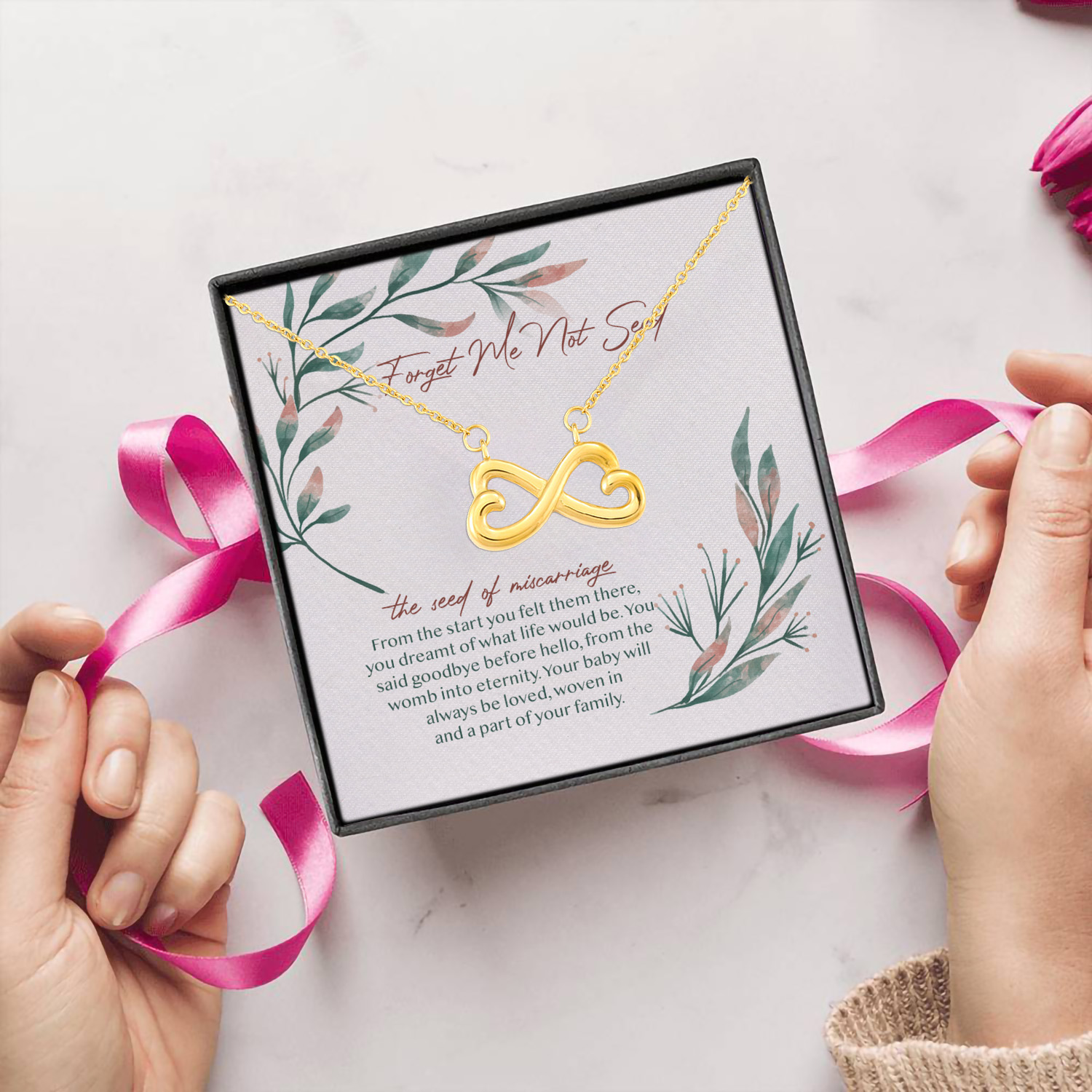 6HP. Forget Not Seed Infinity Heart Necklace (Gold) 5
