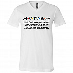 Friends Autism The One Where Being Different Is What Makes You Beautiful T-shirt - Autism Awareness V-neck, White, V-Neck T-Shirt
