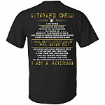 Veteran's Creed I'm A Veteran Camo Print On Back Only T-shirt - Veteran's Solemn Oath Shirt For Men, Black, Unisex T-Shirt
