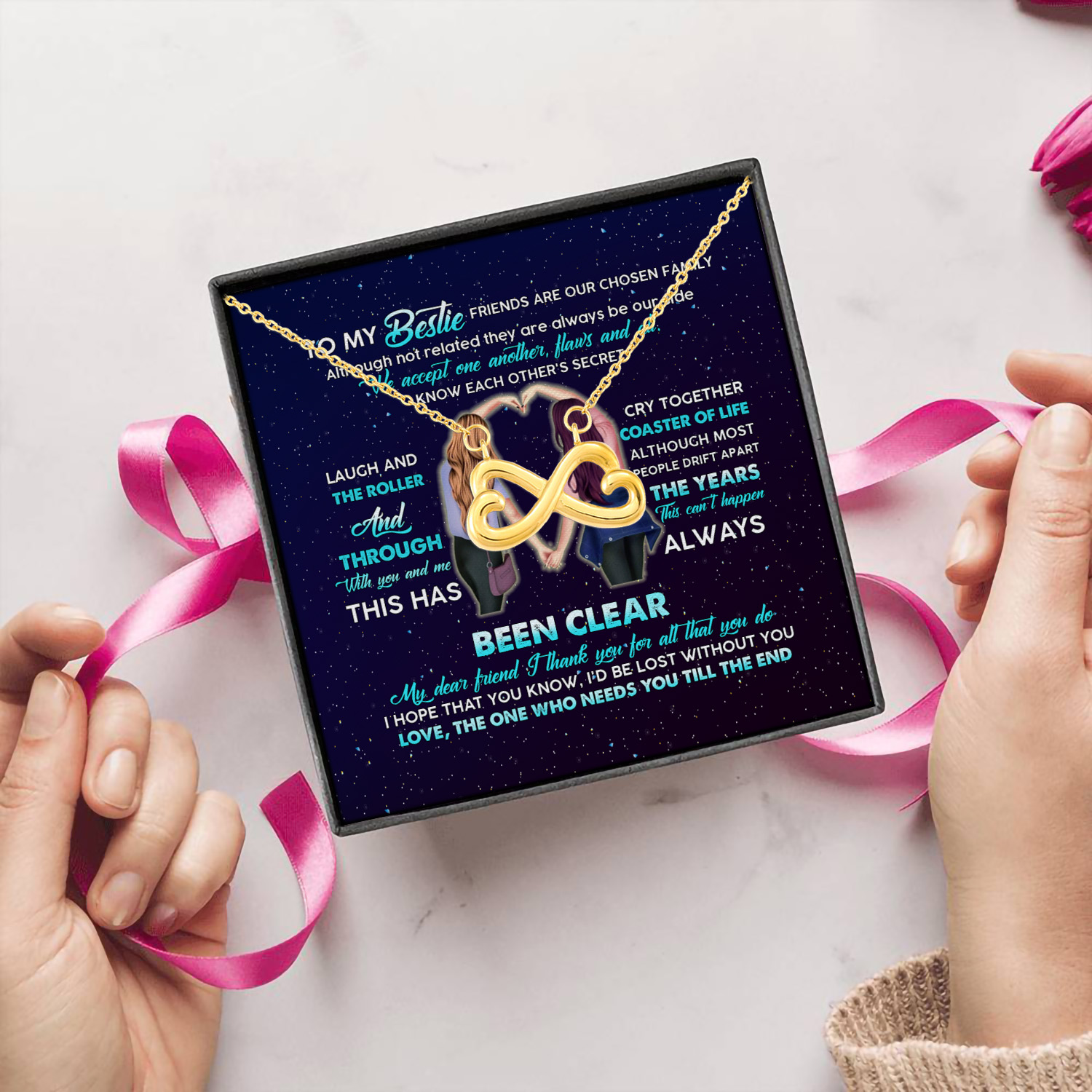 3UT. Necklace Bestie(7) Infinity Heart Necklace (Gold) 5