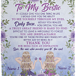 Personalized Gift for Bff - to My Bestie Thanks for Being My Inspiration Fleece Blanket - Mink Sherpa Blanket, White, Cozy Plush Fleece Blanket - 50x60