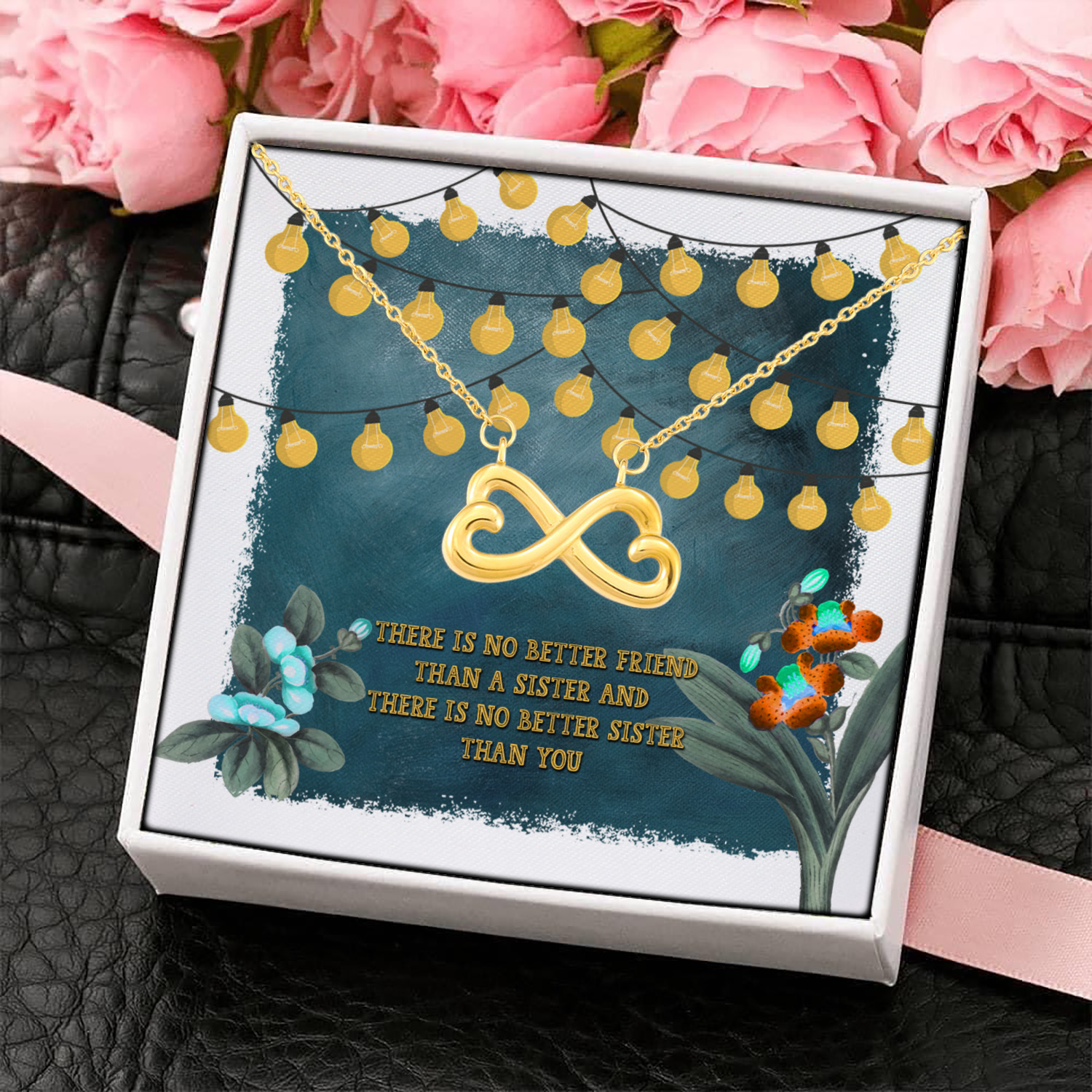 7MH. Better Sister Infinity Heart Necklace (Gold) 4