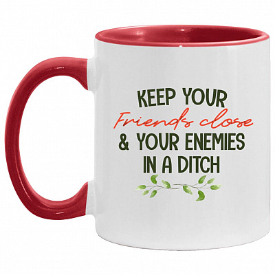 friends accent mug, White/Red, 11 oz. Accent Mug