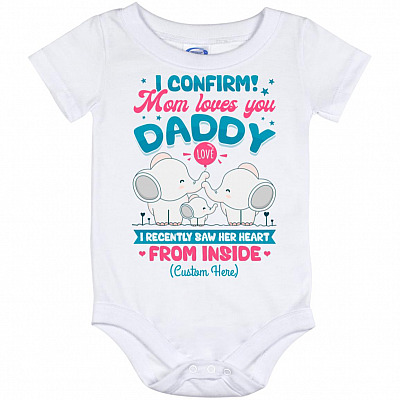 Personalized Dad I Confirm Gift, White, Baby Onesie - 12 Month