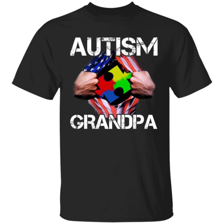 Autism Grandpa T-Shirt, Black, Unisex T-Shirt