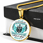 He Will Cover You With His Feathers Under His Wings You Will Find Refuge Psalm 91 4 Circle Pendant Necklace - Circle Luxury Necklace (Gold Plated)