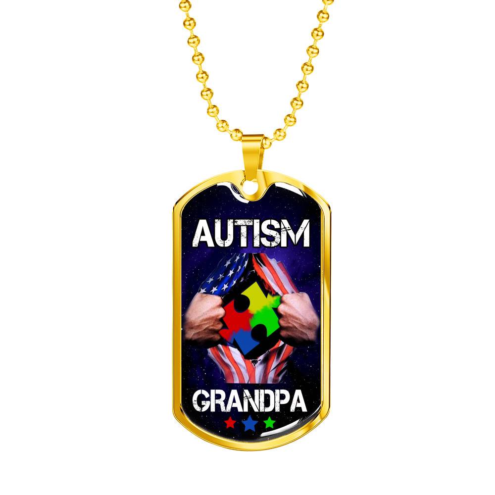 Autism Grandpa Dog Tag Pendant Necklace - Dog Tag (Gold Plated) Autism Grandpa Dog Tag Pendant Necklace - Dog Tag (Gold Plated)