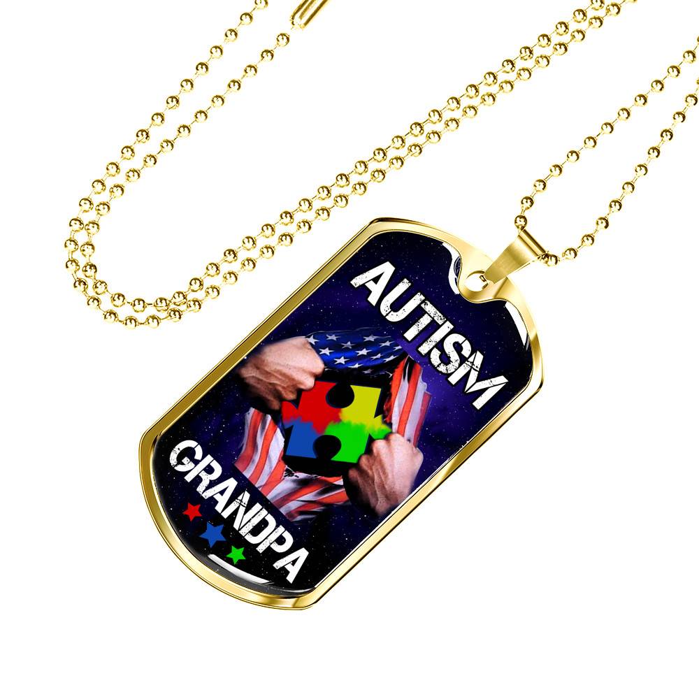 Autism Grandpa Dog Tag Pendant Necklace - Dog Tag (Gold Plated) Autism Grandpa Dog Tag Pendant Necklace - Dog Tag (Gold Plated)