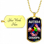 Autism Grandpa Dog Tag Pendant Necklace - Dog Tag (Gold Plated) Autism Grandpa Dog Tag Pendant Necklace - Dog Tag (Gold Plated)
