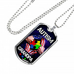Autism Grandpa Dog Tag Pendant Necklace - Dog Tag (Silver) Autism Grandpa Dog Tag Pendant Necklace - Dog Tag (Silver)