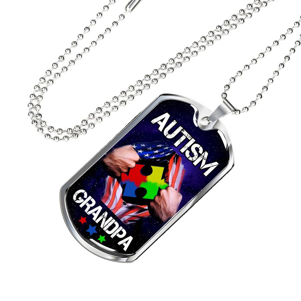 Autism Grandpa Dog Tag Pendant Necklace - Dog Tag (Silver) Autism Grandpa Dog Tag Pendant Necklace - Dog Tag (Silver)