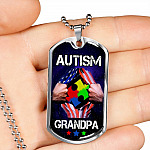 Autism Grandpa Dog Tag Pendant Necklace - Dog Tag (Silver) Autism Grandpa Dog Tag Pendant Necklace - Dog Tag (Silver)