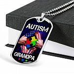 Autism Grandpa Dog Tag Pendant Necklace - Dog Tag (Silver) Autism Grandpa Dog Tag Pendant Necklace - Dog Tag (Silver)