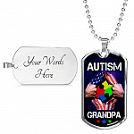 Autism Grandpa Dog Tag Pendant Necklace - Dog Tag (Silver) Autism Grandpa Dog Tag Pendant Necklace - Dog Tag (Silver)