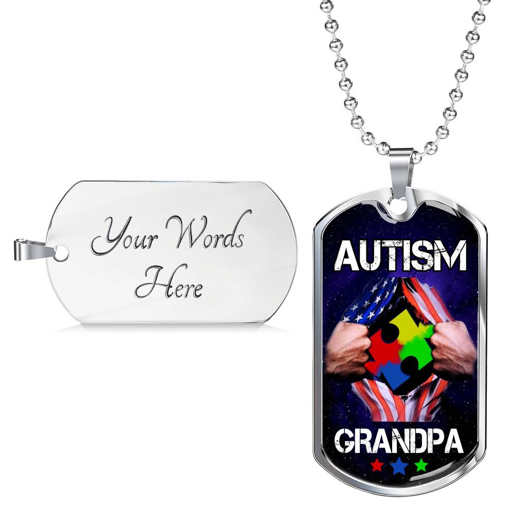 Autism Grandpa Dog Tag Pendant Necklace - Dog Tag (Silver) Autism Grandpa Dog Tag Pendant Necklace - Dog Tag (Silver)