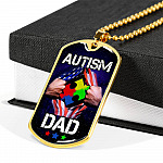 Autism Dad Dog Tag Pendant Necklace - Dog Tag (Gold Plated) Autism Dad Dog Tag Pendant Necklace - Dog Tag (Gold Plated)