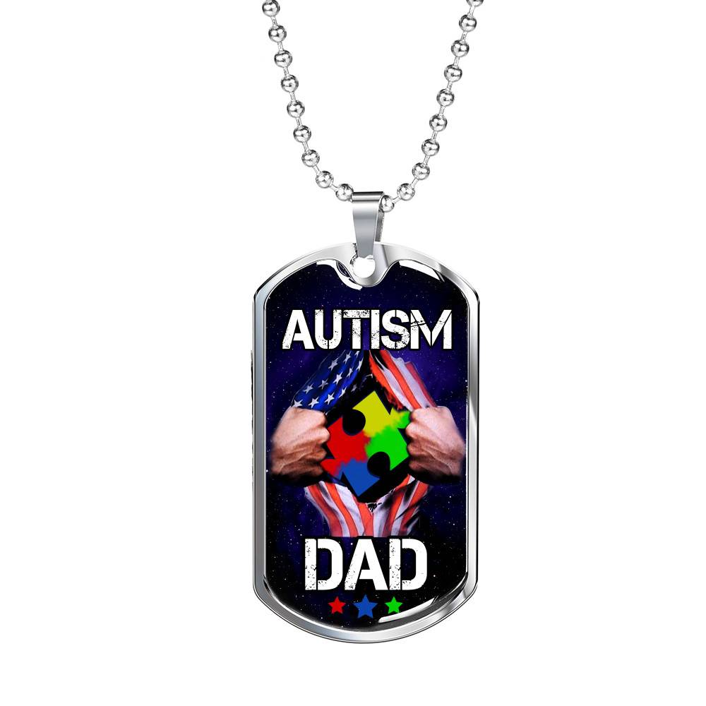 Autism Dad Dog Tag Pendant Necklace - Dog Tag (Silver) Autism Dad Dog Tag Pendant Necklace - Dog Tag (Silver)