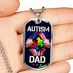 Autism Dad Dog Tag Pendant Necklace - Dog Tag (Silver) Autism Dad Dog Tag Pendant Necklace - Dog Tag (Silver)