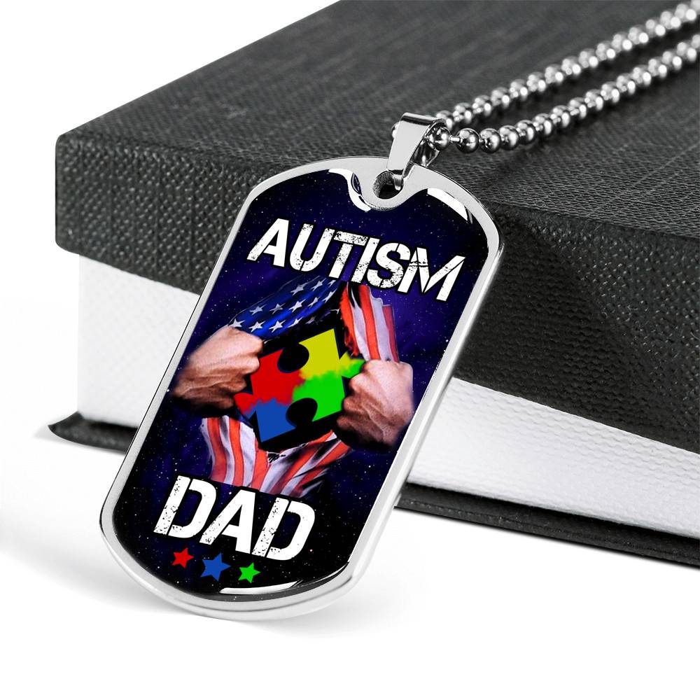 Autism Dad Dog Tag Pendant Necklace - Dog Tag (Silver) Autism Dad Dog Tag Pendant Necklace - Dog Tag (Silver)