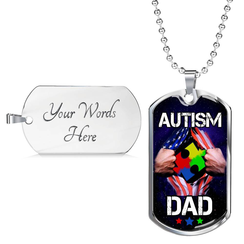 Autism Dad Dog Tag Pendant Necklace - Dog Tag (Silver) Autism Dad Dog Tag Pendant Necklace - Dog Tag (Silver)
