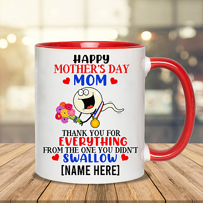 Alternative view of Personalized Happy Mother's Day Mom Thank You For Everything From The One You Didn't Swallow Accent Mug - Coffee Mug