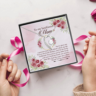 Alternative view of To My Boyfriend's Mom You've Given Me A Gracious Man With Whom I Share My Life Forever Love Necklace